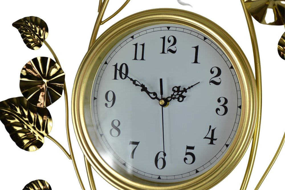 22" Gold And White Iron Silent Analog Floral Novelty Wall Clock — view 3