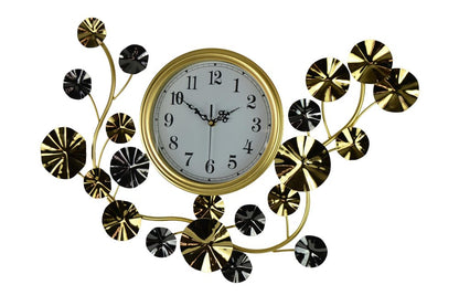 27" Gold Silver And White Iron Silent Analog Floral Novelty Wall Clock