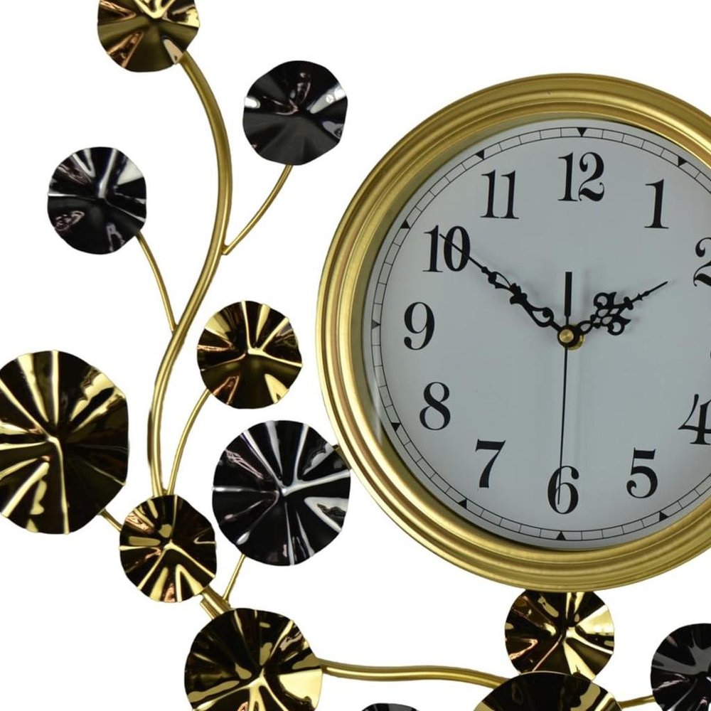 27" Gold Silver And White Metal Silent Analog Floral Novelty Wall Clock HomeRoots