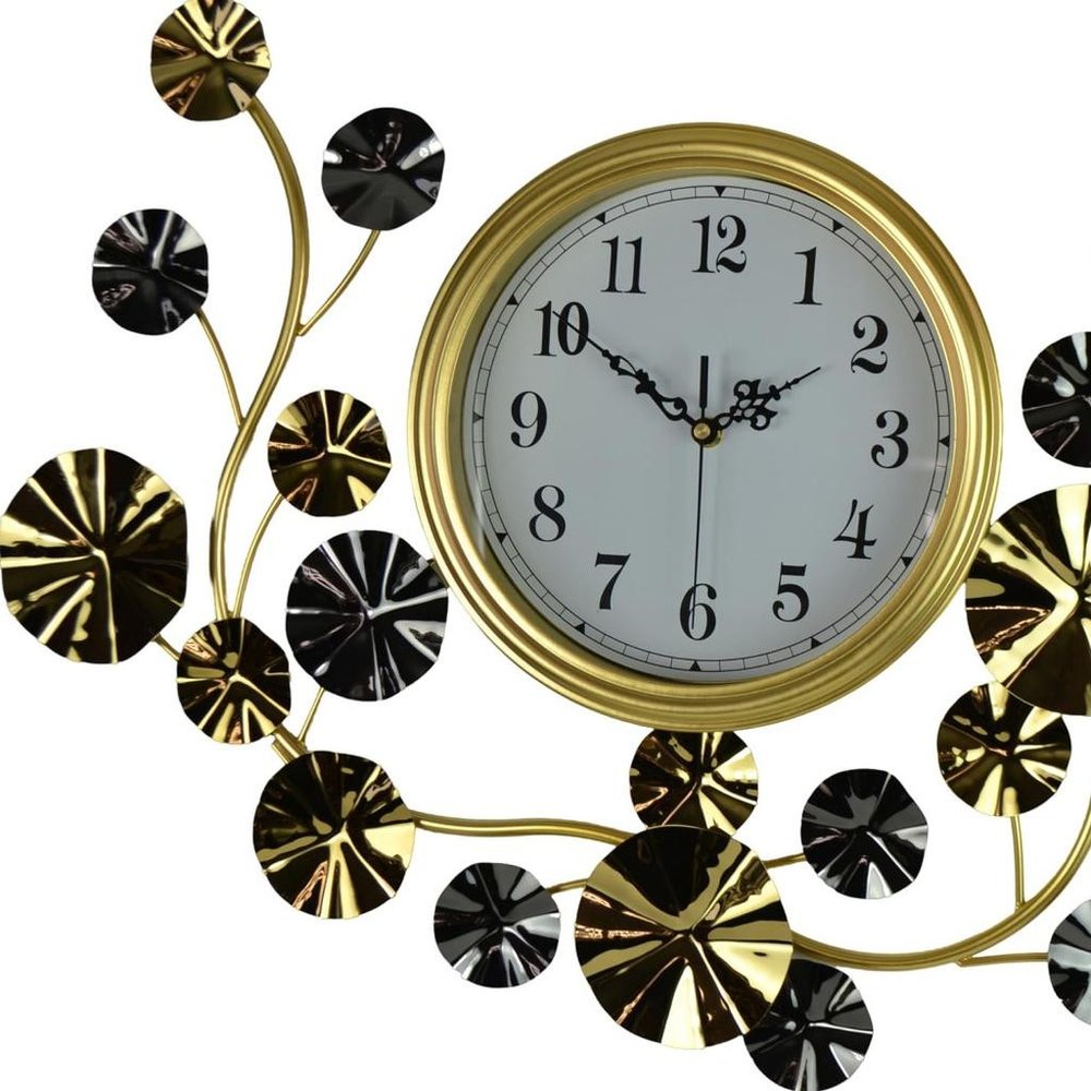 27" Gold Silver And White Iron Silent Analog Floral Novelty Wall Clock — view 5