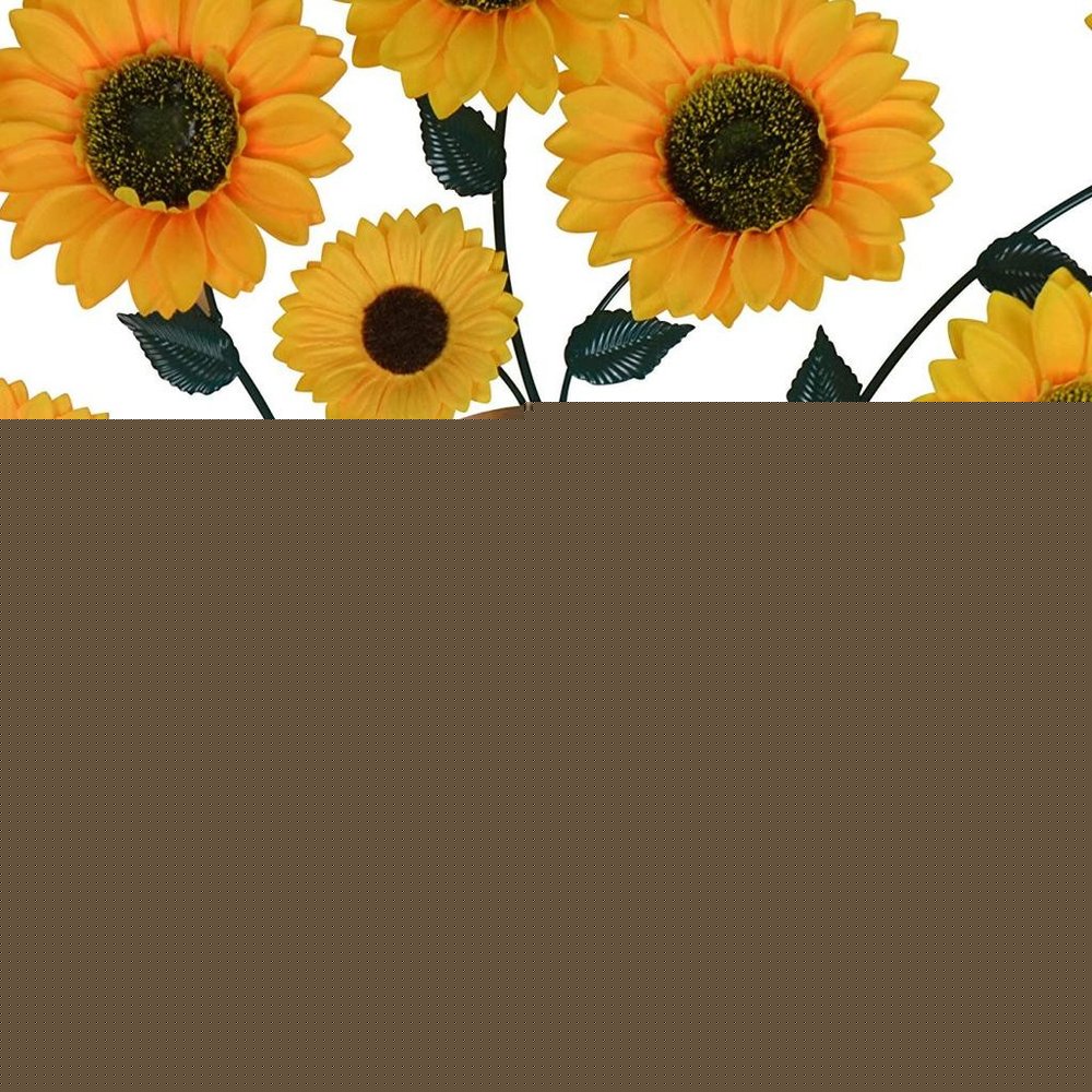31" Yellow Green And Gold Metal Silent Analog Sunflower Floral Wall Clock HomeRoots