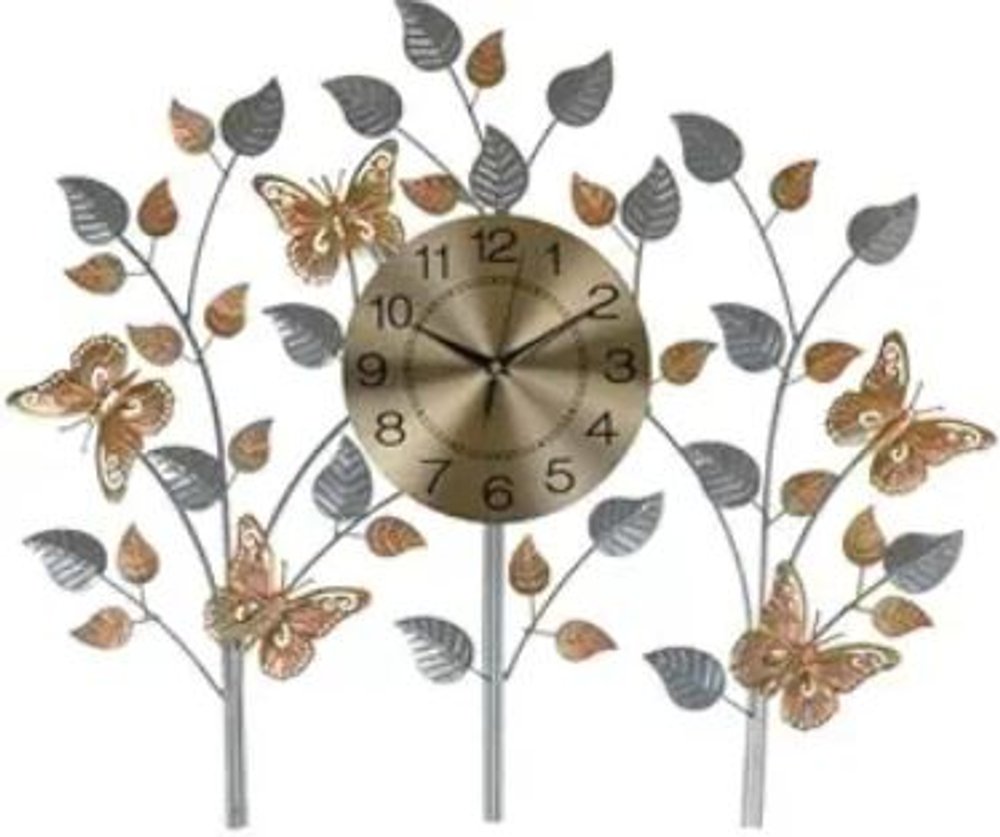 27" Gold Silver And Black Metal Silent Analog Novelty Wall Clock HomeRoots