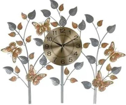 27" Gold Silver And Black Metal Silent Analog Novelty Wall Clock HomeRoots