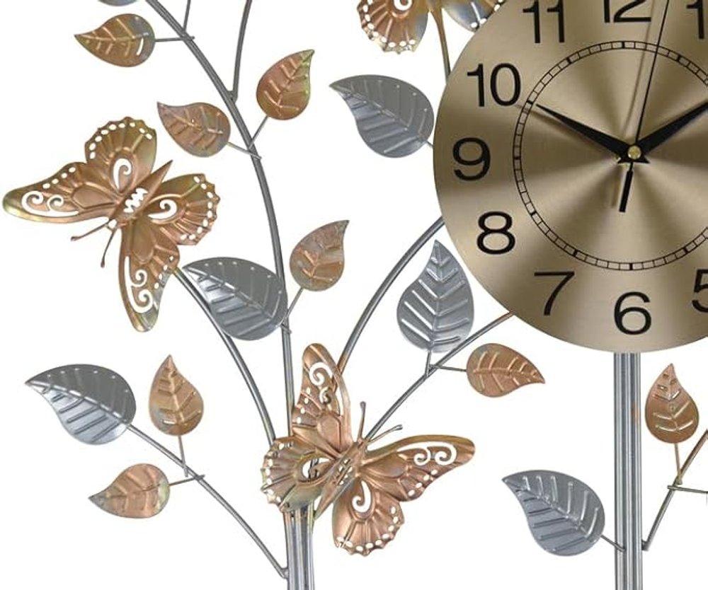 27" Gold Silver And Black Metal Silent Analog Novelty Wall Clock HomeRoots