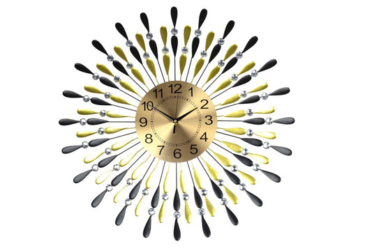 27" Gold And Black Silent Analog Starburst Wall Clock HomeRoots