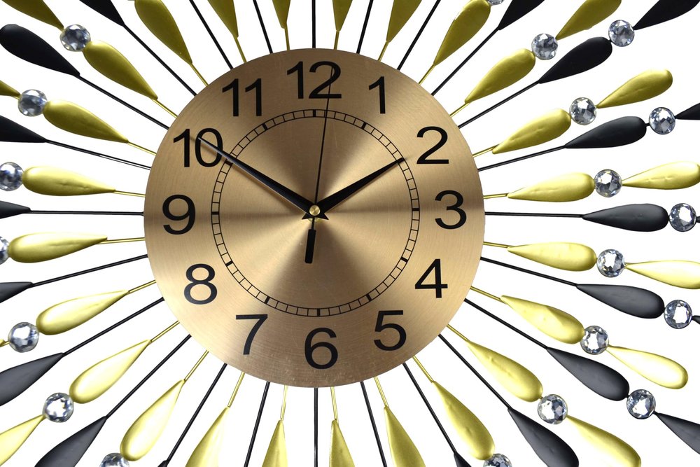 27" Gold And Black Silent Analog Starburst Wall Clock HomeRoots