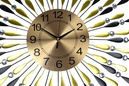 27" Gold And Black Metal Silent Analog Starburst Wall Clock HomeRoots