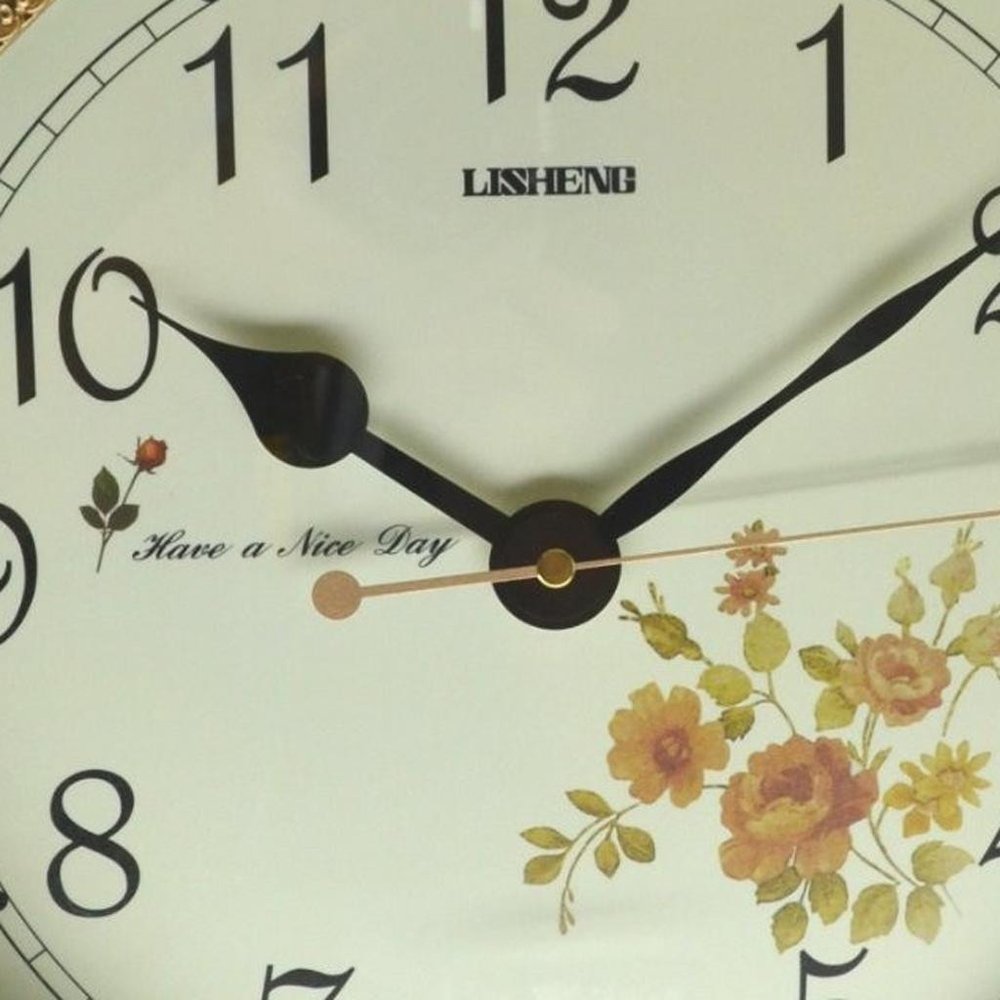 15" Ivory And Gold Resin Silent Pendulum Ornate Round Wall Clock HomeRoots