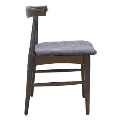Set of Two Gray And Espresso Fabric And Solid Wood Open Back Dining Side Chairs HomeRoots