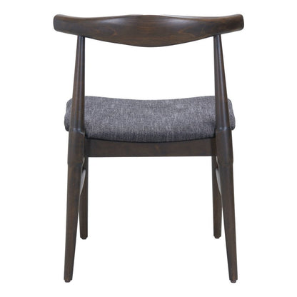 Set of Two Gray And Espresso Fabric And Solid Wood Open Back Dining Side Chairs HomeRoots