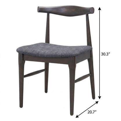 Set of Two Gray And Espresso Fabric And Solid Wood Open Back Dining Side Chairs HomeRoots