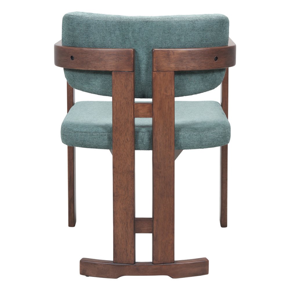 Gray And Walnut Upholstery And Solid Wood Open Back Dining Arm Chair HomeRoots