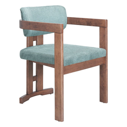 Gray And Walnut Upholstery And Solid Wood Open Back Dining Arm Chair HomeRoots