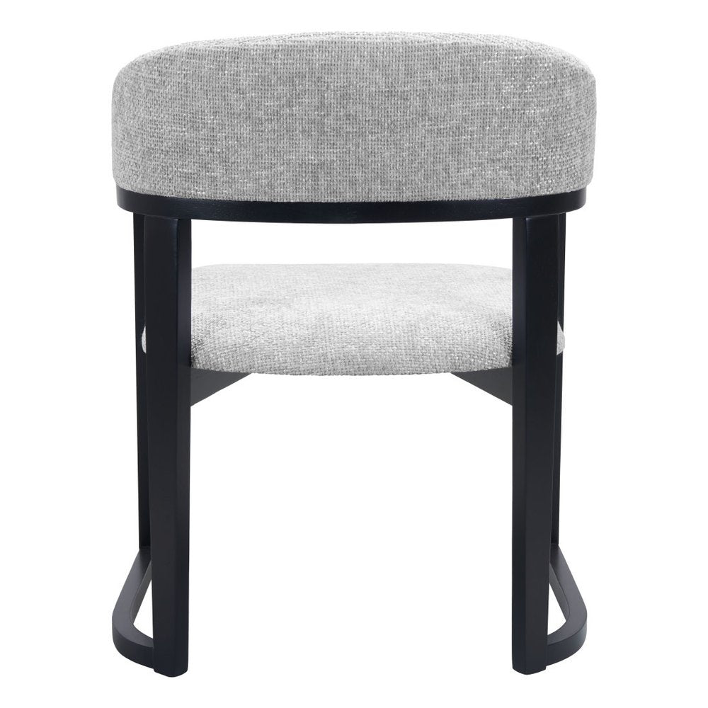 Gray And Black Faux Linen And Solid Wood Open Back Dining Arm Chair — view 7