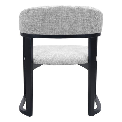Gray And Black Faux Linen And Solid Wood Open Back Dining Arm Chair HomeRoots