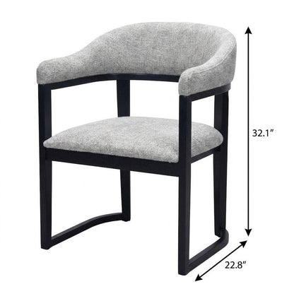 Gray And Black Faux Linen And Solid Wood Open Back Dining Arm Chair HomeRoots
