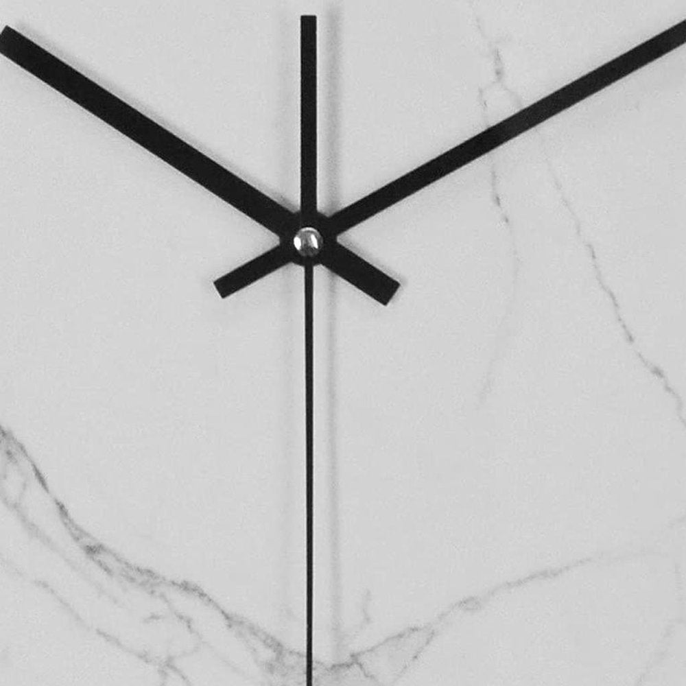 16" Black And White Heavy Duty Plastic Silent Analog Marble Round Wall Clock HomeRoots