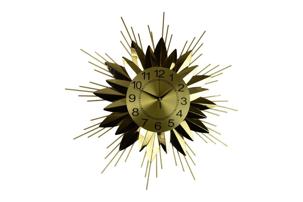 25" Gold And Black Silent Analog Starburst Wall Clock HomeRoots