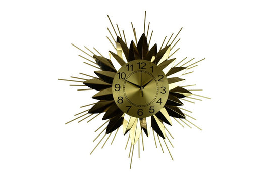 25" Gold And Black Silent Analog Starburst Wall Clock HomeRoots