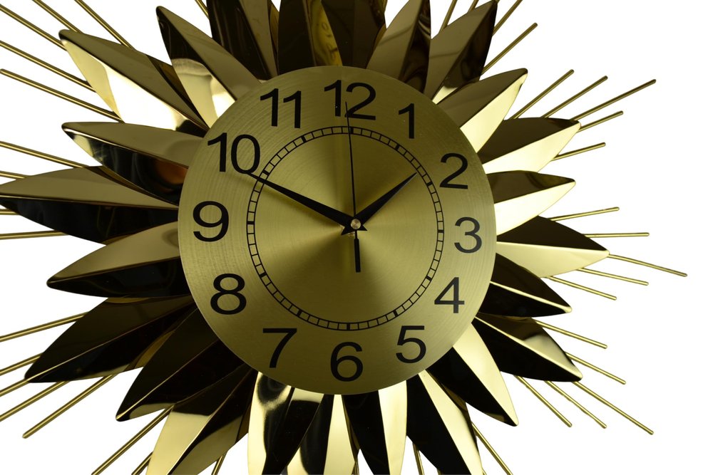 25" Gold And Black Silent Analog Starburst Wall Clock — view 2