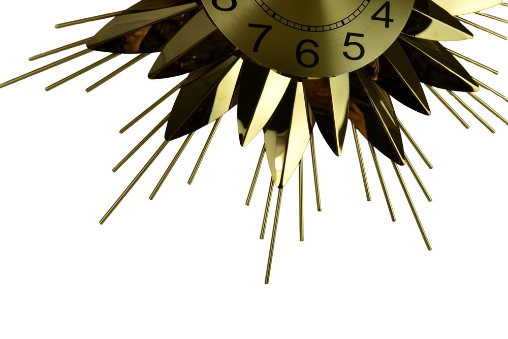 25" Gold And Black Silent Analog Starburst Wall Clock — view 3
