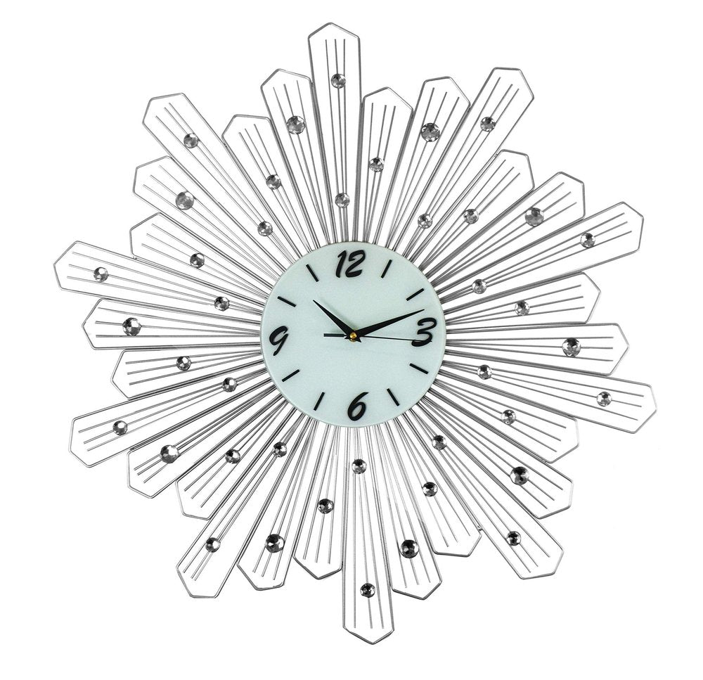 27" Silver And White Silent Analog Novelty Wall Clock — view 1