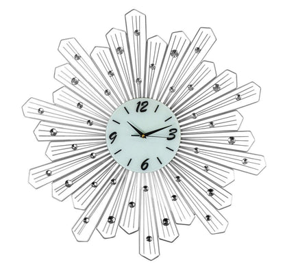 27" Silver And White Silent Analog Novelty Wall Clock
