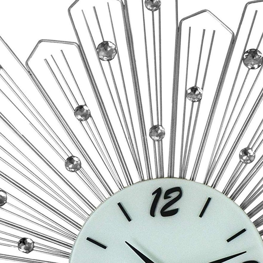 27" Silver And White Silent Analog Novelty Wall Clock