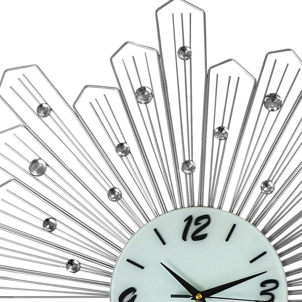 27" Silver And White Silent Analog Novelty Wall Clock