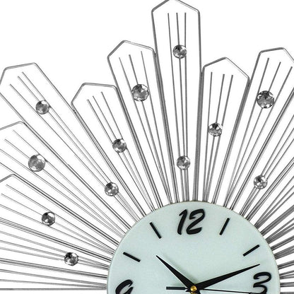 27" Silver And White Metal Silent Analog Novelty Wall Clock HomeRoots