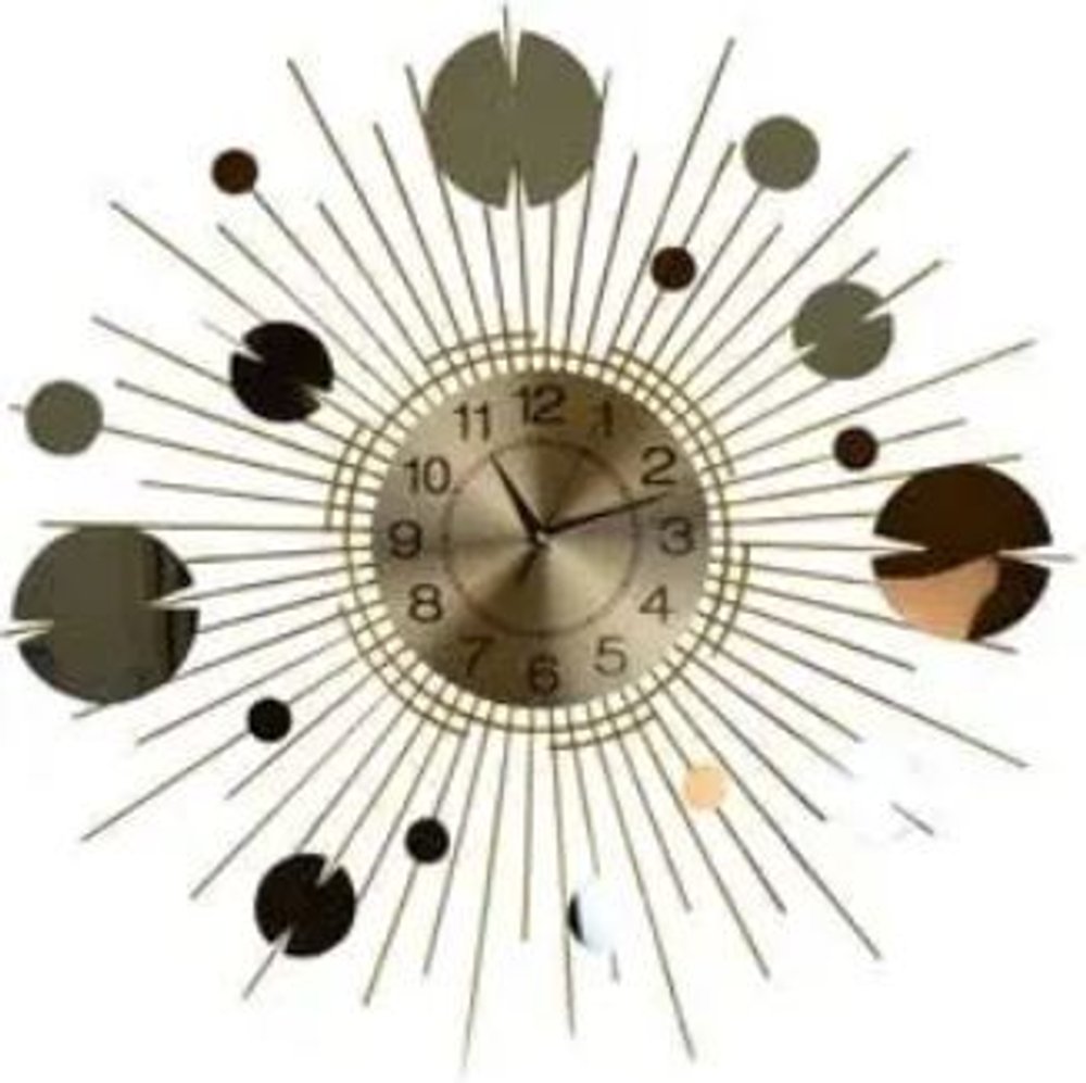 27" Gold Copper And Silver Metal Silent Analog Sunburst Wall Clock HomeRoots