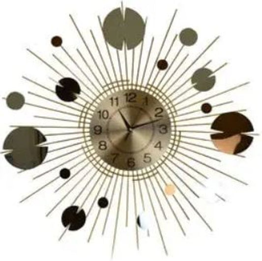 27" Gold Copper And Silver Metal Silent Analog Sunburst Wall Clock HomeRoots