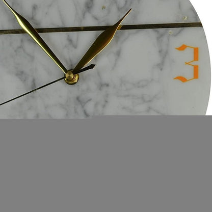 10" White And Gold Marble Silent Pendulum Marble Round Wall Clock HomeRoots