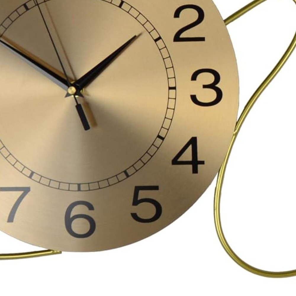 41" Gold Metal Silent Analog Novelty Wall Clock HomeRoots
