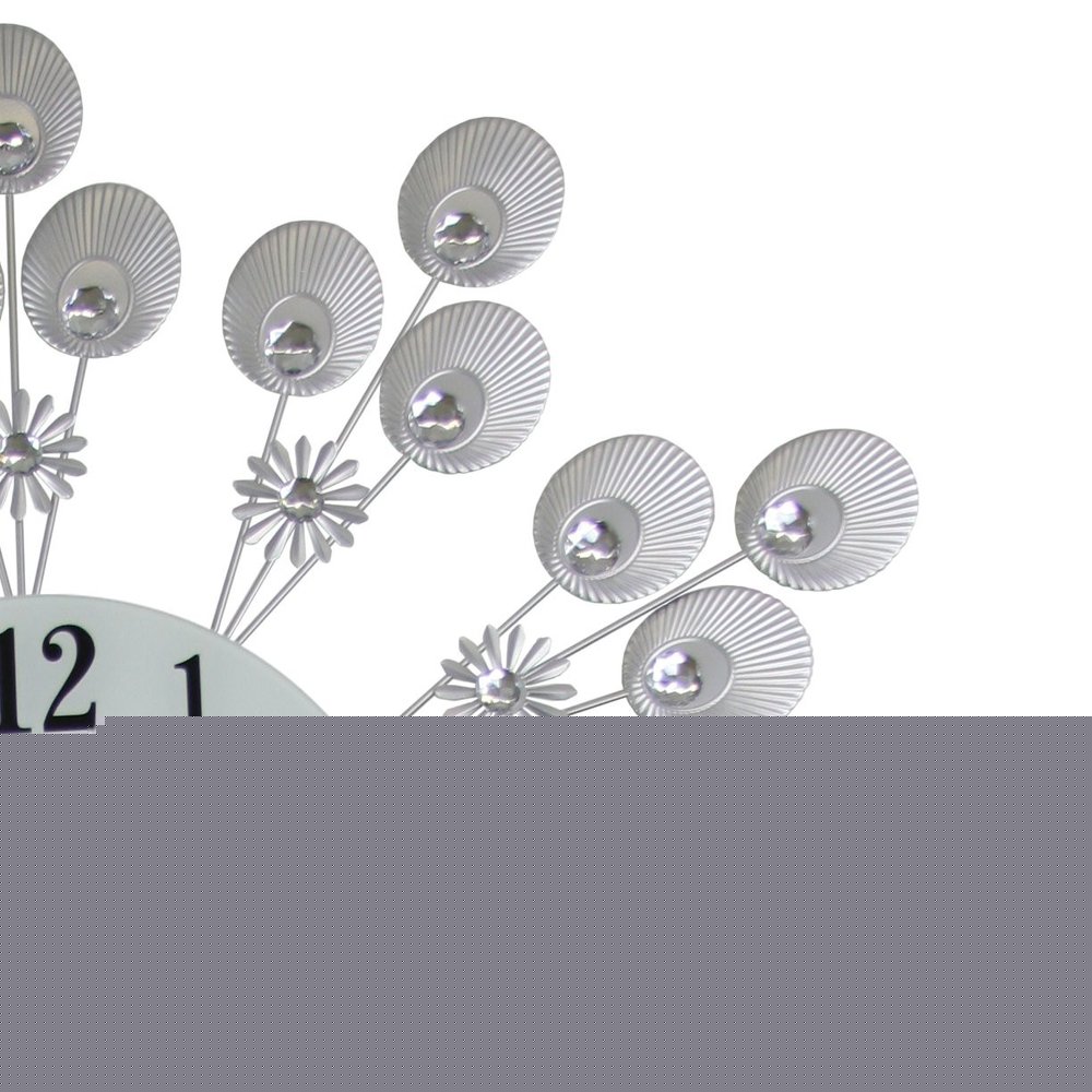 27" Silver And White Metal Silent Pendulum Starburst Wall Clock HomeRoots