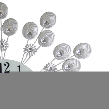 27" Silver And White Metal Silent Pendulum Starburst Wall Clock HomeRoots