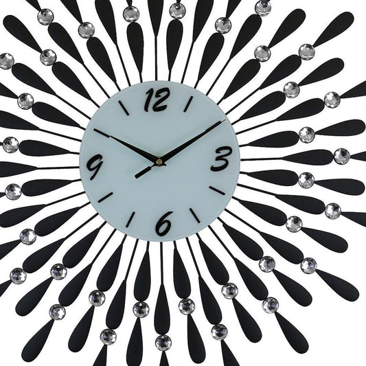 24" Black White And Silver Silent Analog Starburst Wall Clock HomeRoots