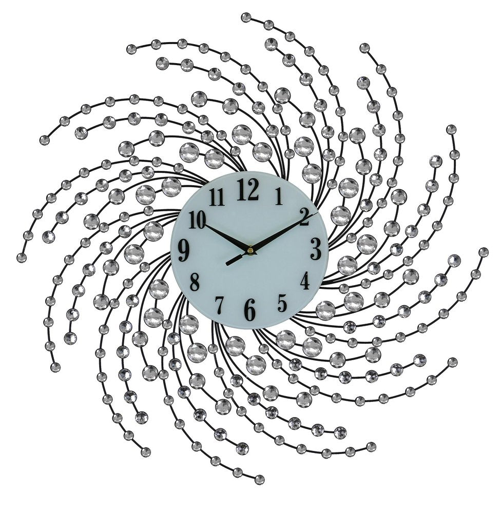 24" Silver And White Metal Silent Analog Novelty Wall Clock HomeRoots