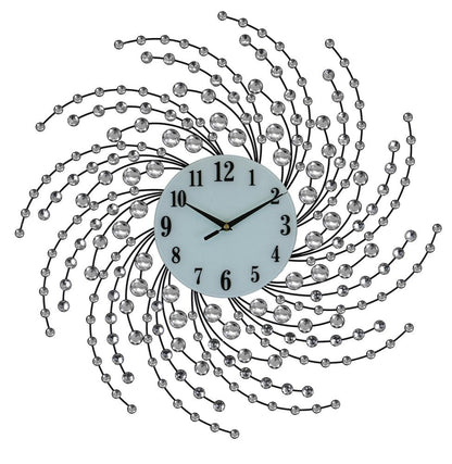 24" Silver And White Metal Silent Analog Novelty Wall Clock HomeRoots
