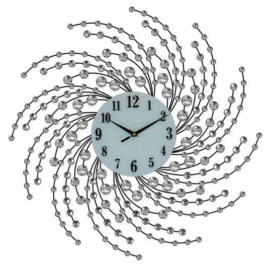 24" Silver And White Metal Silent Analog Novelty Wall Clock HomeRoots