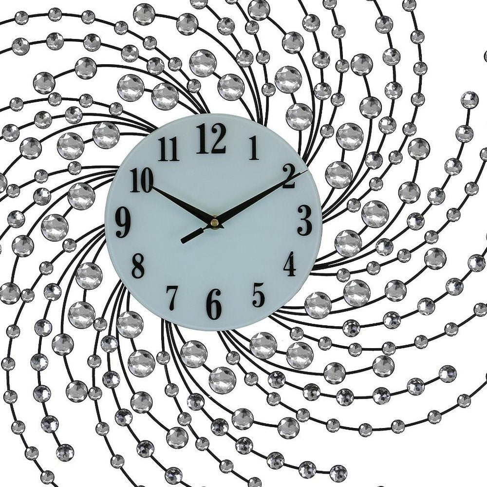 24" Silver And White Metal Silent Analog Novelty Wall Clock HomeRoots