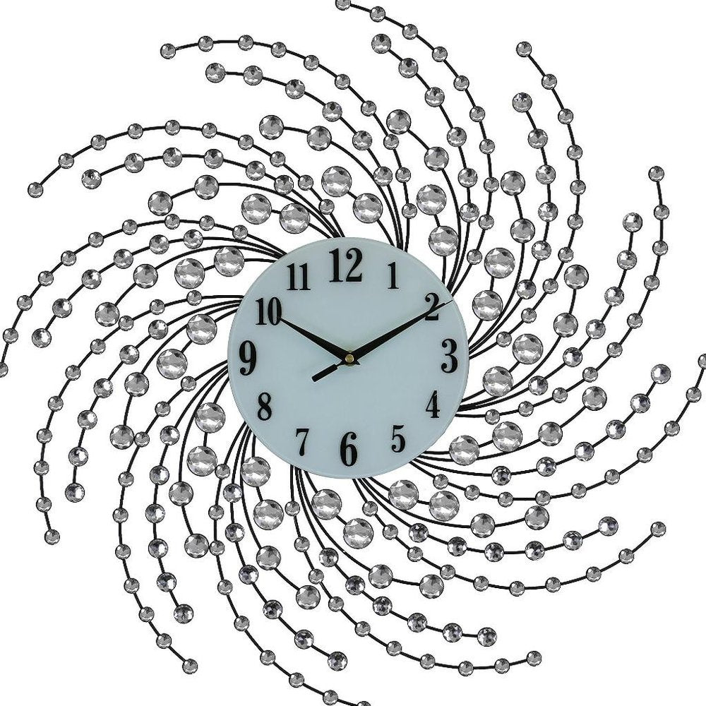 24" Silver And White Metal Silent Analog Novelty Wall Clock HomeRoots