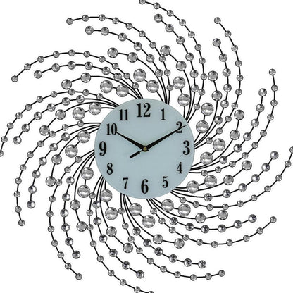 24" Silver And White Metal Silent Analog Novelty Wall Clock HomeRoots