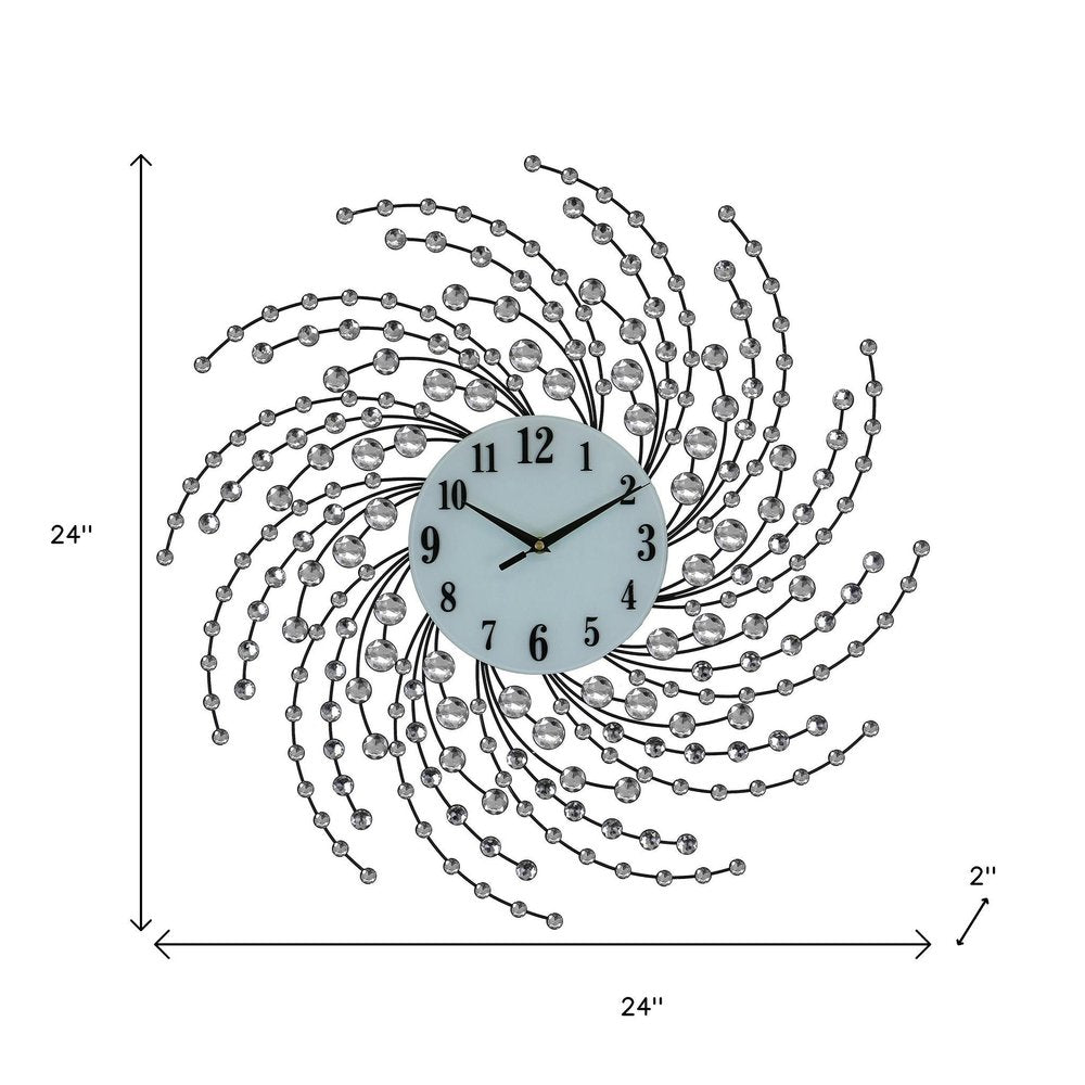 24" Silver And White Metal Silent Analog Novelty Wall Clock HomeRoots