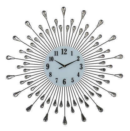 27" Silver And White Metal Silent Analog Round Wall Clock HomeRoots