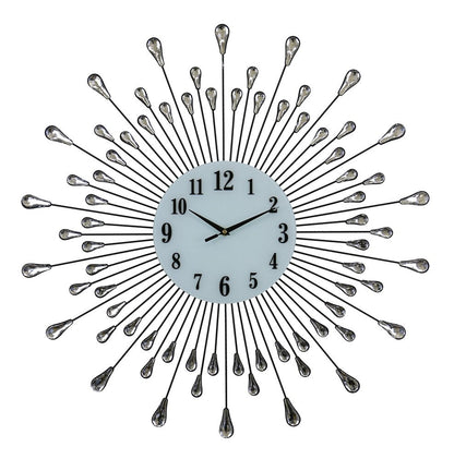 27" Silver And White Metal Silent Analog Round Wall Clock HomeRoots