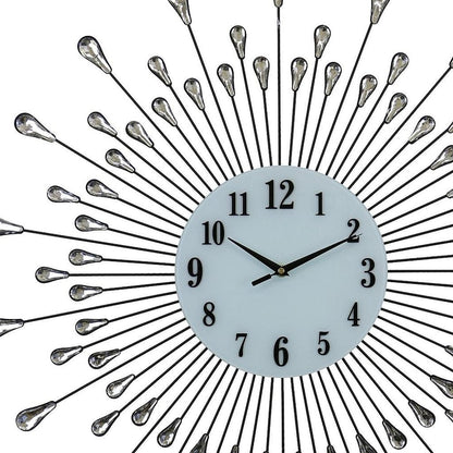 27" Silver And White Metal Silent Analog Round Wall Clock HomeRoots