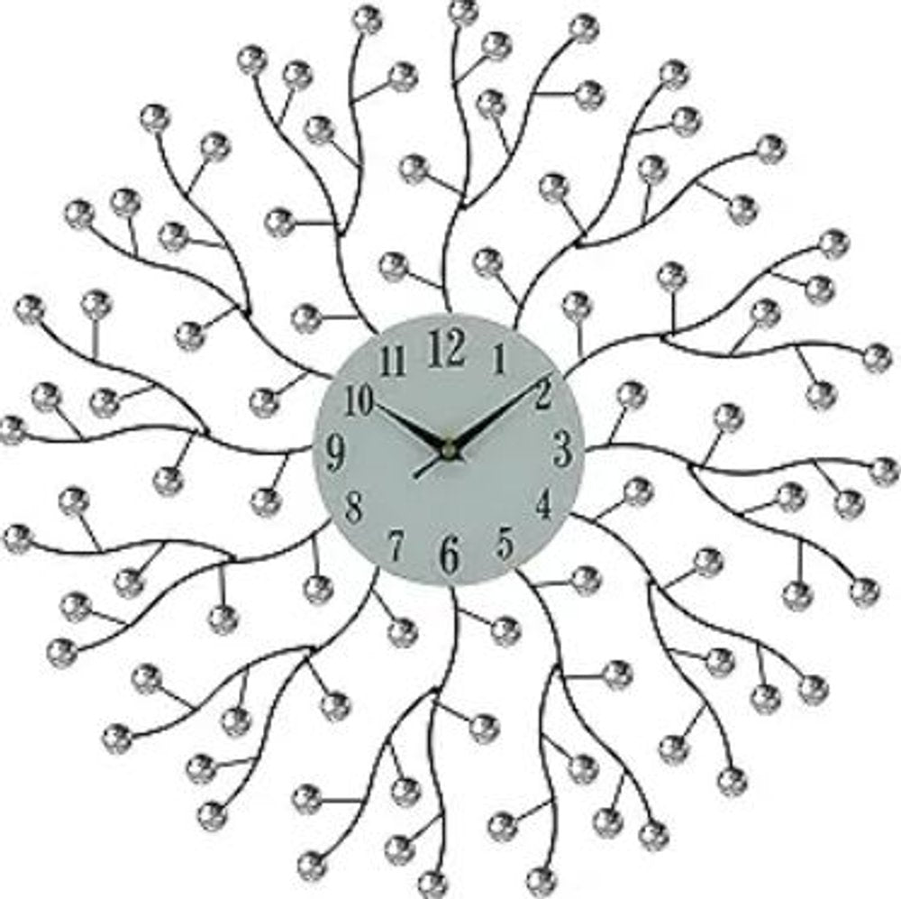 20" Black White And Clear Metal Silent Analog Round Wall Clock HomeRoots