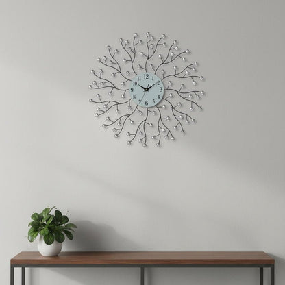 20" Black White And Clear Metal Silent Analog Round Wall Clock HomeRoots