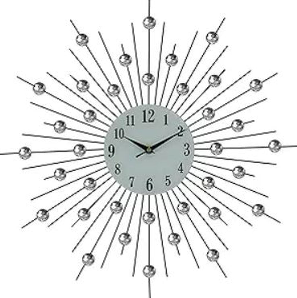 20" Black White And Clear Metal Silent Analog Sunburst Wall Clock HomeRoots